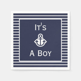 Nautisk flotta och vit Det är en pojkstripe Napkin Pappersservett