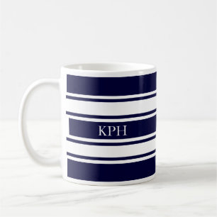 Nautisk flotta och vit Rand Monogram Kaffemugg