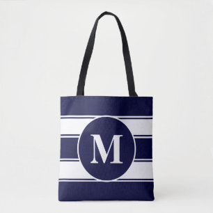 Nautisk flotta och vit Rand Monogram Tygkasse