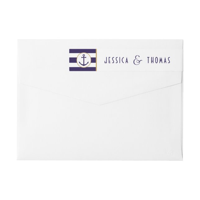 Nautisk flotta och Vita Rand Anchor Bröllop Etikettband (Baksidan)