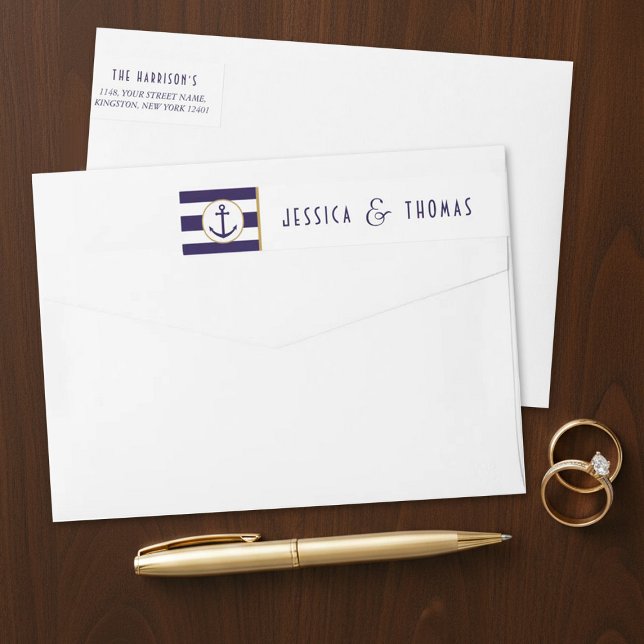 Nautisk flotta och Vita Rand Anchor Bröllop Etikettband (Skapare uppladdad)