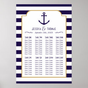 Nautisk flotta och Vita Rand Anchor Bröllop Poster