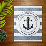 Nautisk flotta Rand och Anchor Family Namn Pussel<br><div class="desc">Klass,  trendig,  nautiskt tema med din familj namn och datum fastställt.</div>