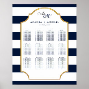 Nautisk flotta Sätesdiagram för vit Bröllop Poster