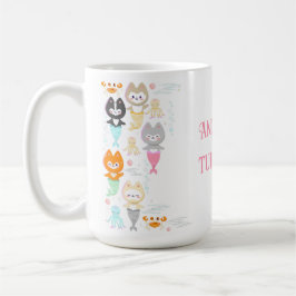 Nautisk födelsedag mugg med sjöjungfru kattungar