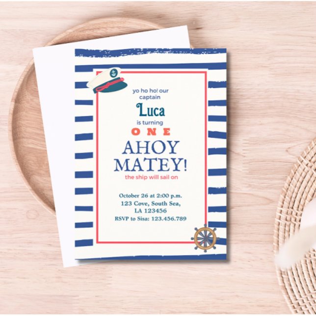 Nautisk födelsedagsinbjudan inbjudningar (Nautical Birthday Invitation)