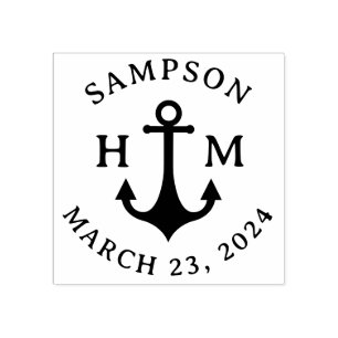 Nautisk Frakt Anchor Namn Date och två Brev Stämpel