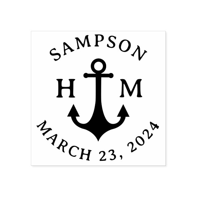 Nautisk Frakt Anchor Namn Date och två Brev Stämpel (Tryck)