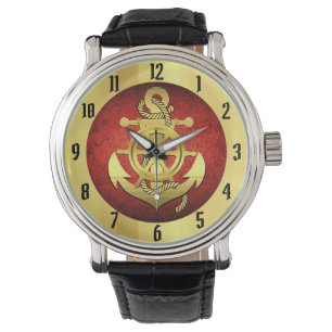 Nautisk frakt/båtankare/blått ur guld/blått ur armbandsur
