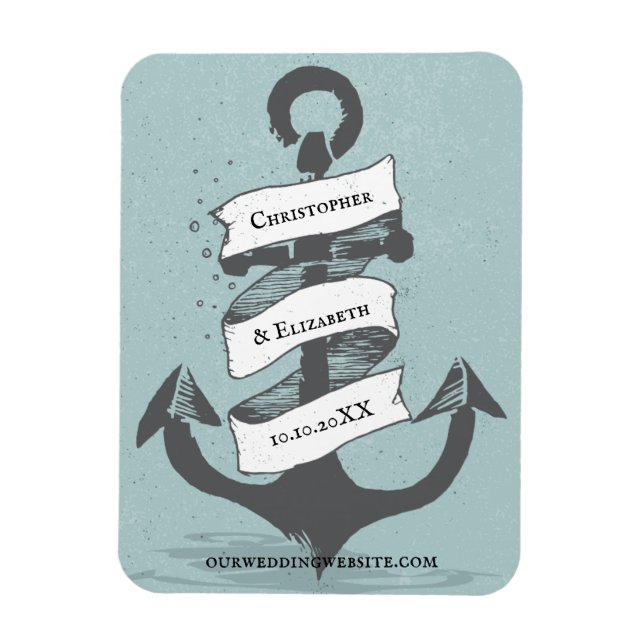 Nautisk Frakt Boat Anchor Bröllop spara datum Magnet (Vertikal)