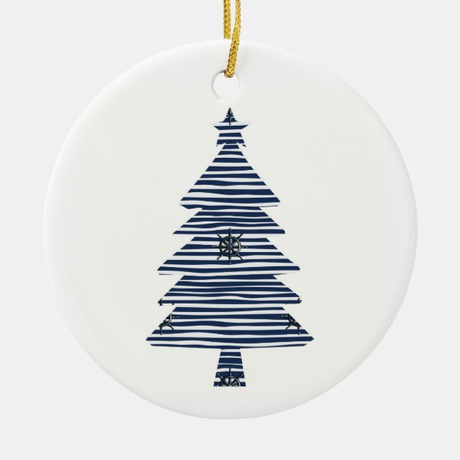 Nautisk Frakt i kustnära Julgran Julgransprydnad Keramik (Framsidan)