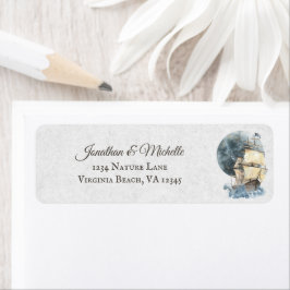 Nautisk Frakt och Full Moon Adress Returadress Etikett