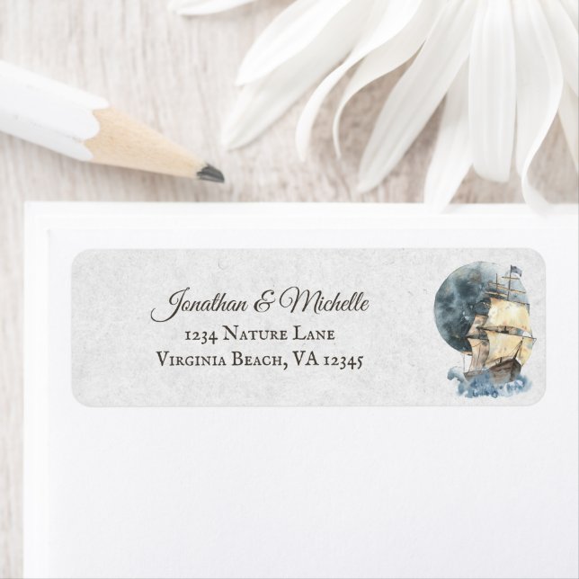 Nautisk Frakt och Full Moon Adress Returadress Etikett (Insitu)