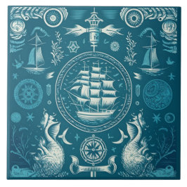 Nautisk Frakt och oceankeramiskt konst nr 2 Kakelplatta