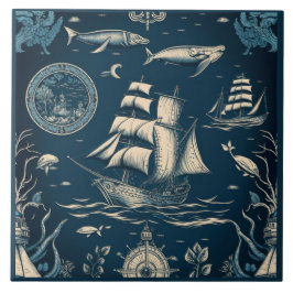 Nautisk Frakt och oceankeramiskt konst nr 3 Kakelplatta