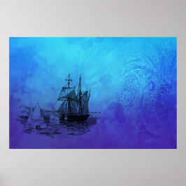 Nautisk Frakt och Octopus Poster
