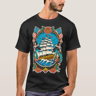 Nautisk Frakt Sjöjungfru Anchor American Tradition T Shirt