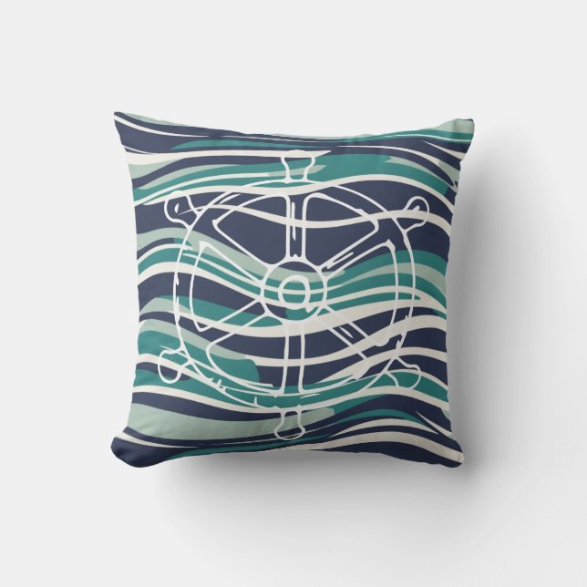 Nautisk Frakt Wheel utomhus Pillow - Kustflottan Kudde (Framsida)