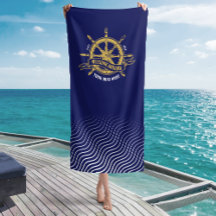 Nautisk Frakt Wheel Välkommen Aboard Navy Blue Gul