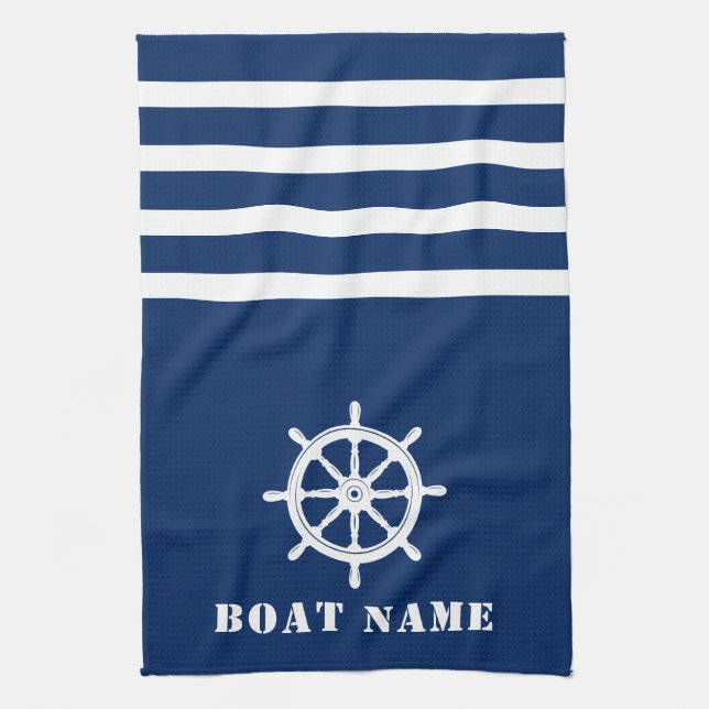 Nautisk Fraktas Hjul gör att havets Namn blått Kökshandduk (Vertikal)
