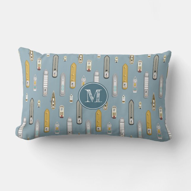 Nautisk fraktas vid floden ANY färg Lumbarkudde (Framsida)