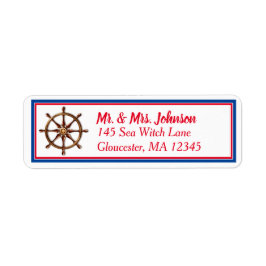 Nautisk Fraktas Wheel - Red White och Blue Adress Returadress Etikett
