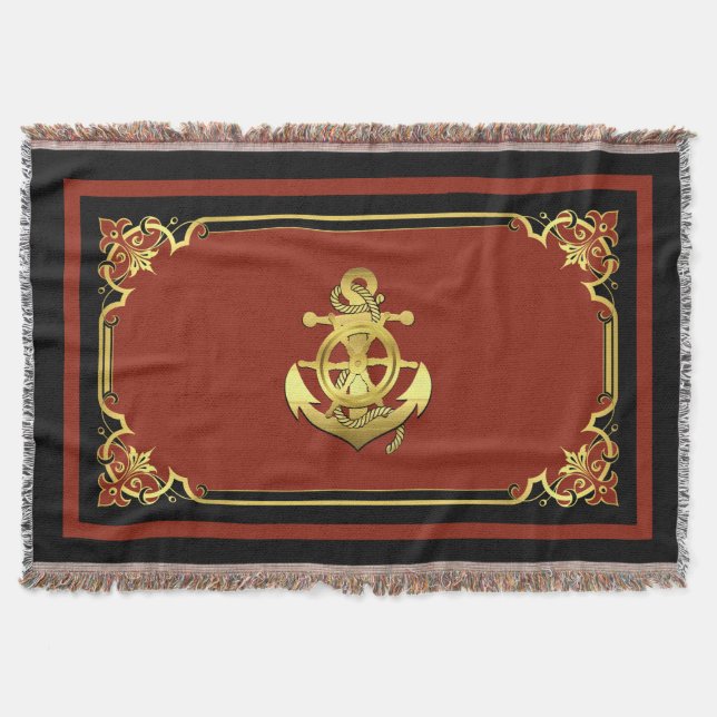 Nautisk frakts hjul/ankartegel/guld filt (Framsidan)