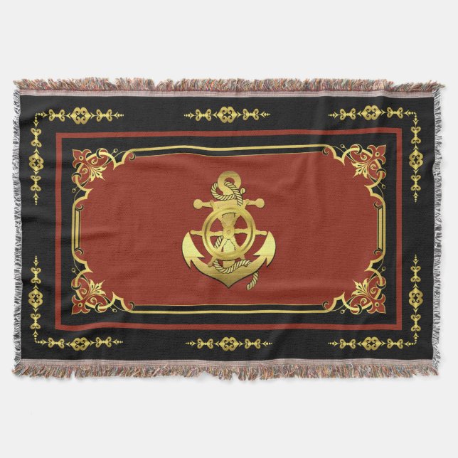 Nautisk frakts hjul/ankartegel/guld filt (Framsidan)