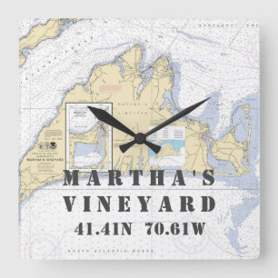 Nautisk frihetlängd: Marthas vingård, MORSOR Fyrkantig Klocka