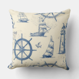 Nautisk fyllning med förankra och Frakt-hjulkonstr Kudde