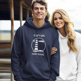 Nautisk fyr kapten eller havets Namn marinblå Hoodie