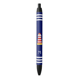 Nautisk fyr & monogram på blå bakgrund