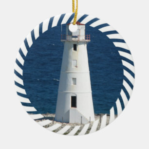 Nautisk fyrprydnad julgransprydnad keramik