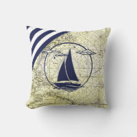 Nautisk gammal karta/segelbåt/silhuette/navy blue