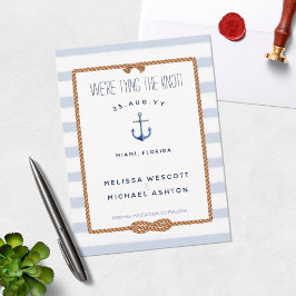 Nautisk Gifter sig oändlighet + blå vattenfärg Spara Datumet