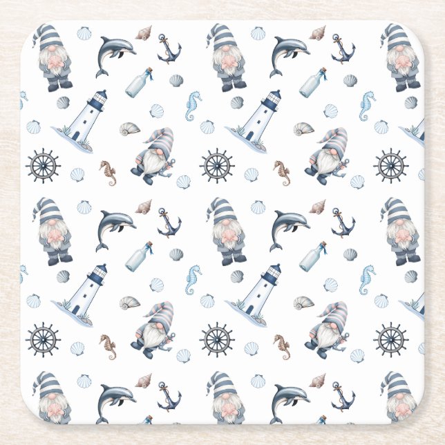 Nautisk Gnomes! Underlägg Papper Kvadrat (Framsidan)