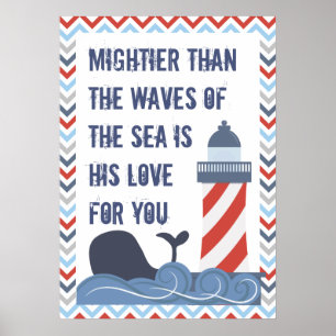 Nautisk gud är mäktig Psalm 93 Stor Poster