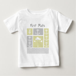 Nautisk gul och grå ankare fisk väderflöjel tee shirt