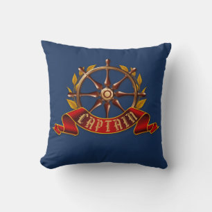 Nautisk Guld-kaptenens Wheel Navy Blue Kudde