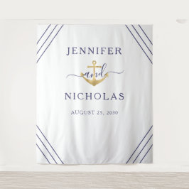 Nautisk guldankare bröllopsfotobooth-bakgrund