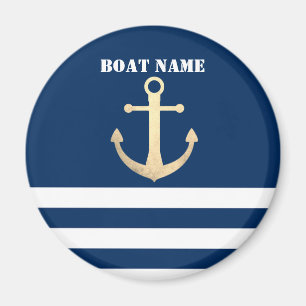 Nautisk, guldankare marinblå randig magnet