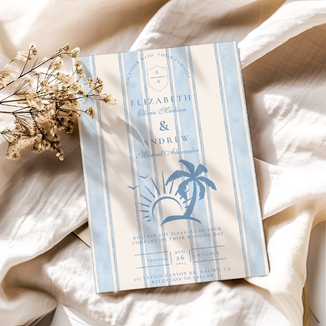 Nautisk Hand plockade Handflatan Träd Bröllop Inbjudningar (Skapare uppladdad)