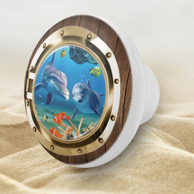 Nautisk havs Porthole Undervattensdelfin Knopp (Skapare uppladdad)