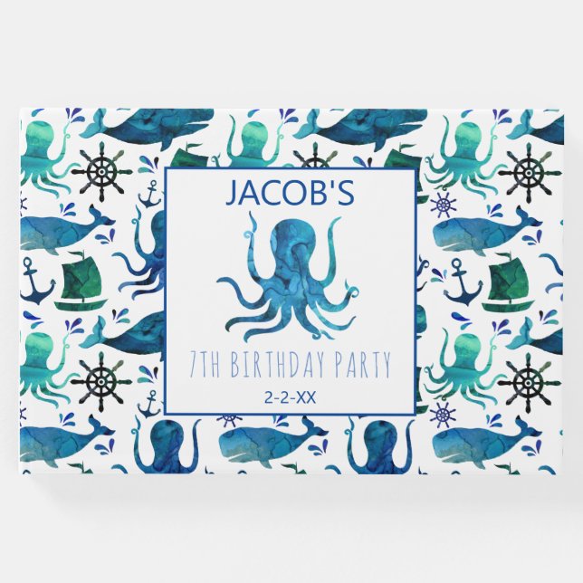 Nautisk havsfärg Octopus Gästböcker (Framsida)