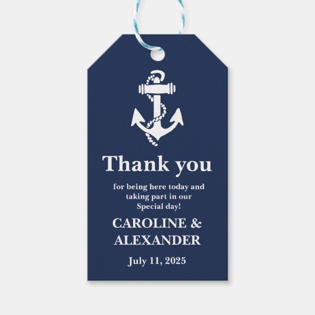 Nautisk havskust Bröllop Presentetikett (Framsidan)