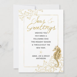 Nautisk jul i guld och Vita havet och Hälsning Julkort