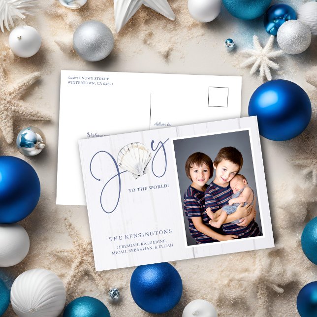 Nautisk jul Joy Helgdag Photo Helg Vykort (Nautical Christmas Joy Holiday Photo Christmas Card)