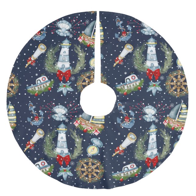 Nautisk jul julgransmatta borstad polyester (Framsidan)