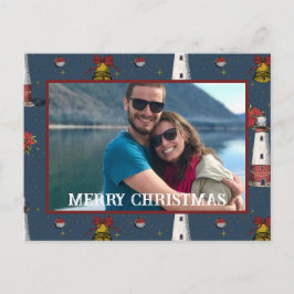 Nautisk jul - kustfyr Mönster Helg Vykort