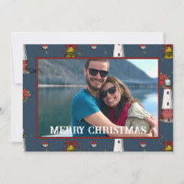 Nautisk jul - kustfyr Mönster Julkort